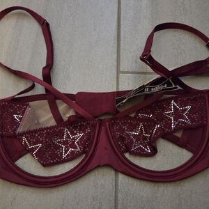 Victoria's Secret Burgundy Star Lace Bra